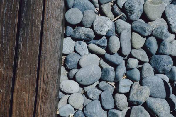 Rocks accenting an outdoor space.