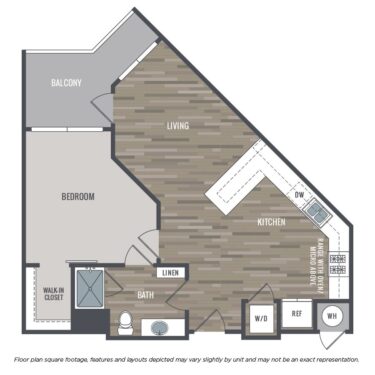 Rendering of the 1C floor plan with 1 bedroom[s] and 1 bathroom[s] at Arioso