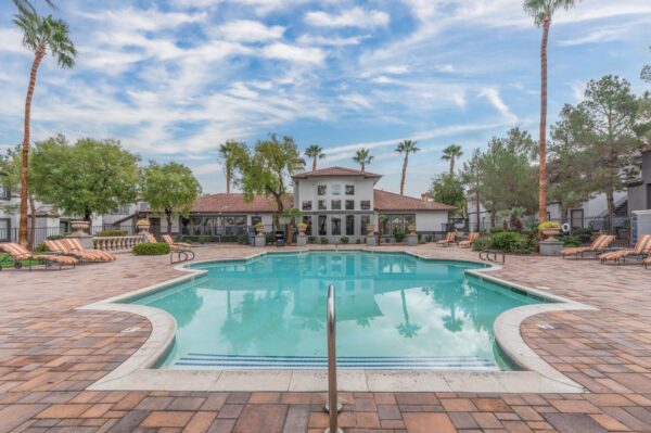 Positano-Apartments-Las-Vegas-Pool-Area-With-Loungers